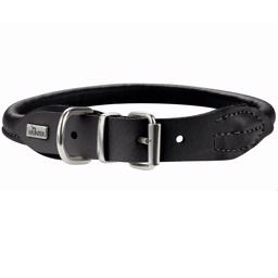 Hundhalsband i läder i runt läder från Hunter black
